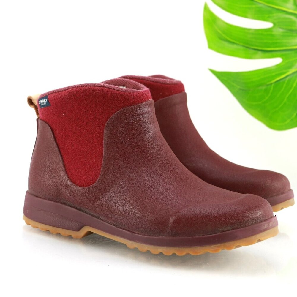 Sperry Womens Maritime Gale Boot Size 9 Burgundy Waterproof Snow Pull On Chelsea - Picture 1 of 12